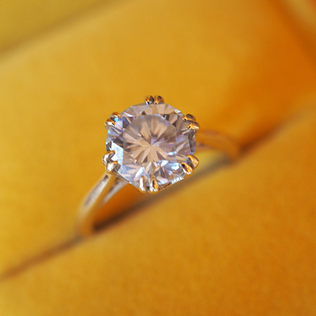 1ct Pale Blue Moissanite Ring