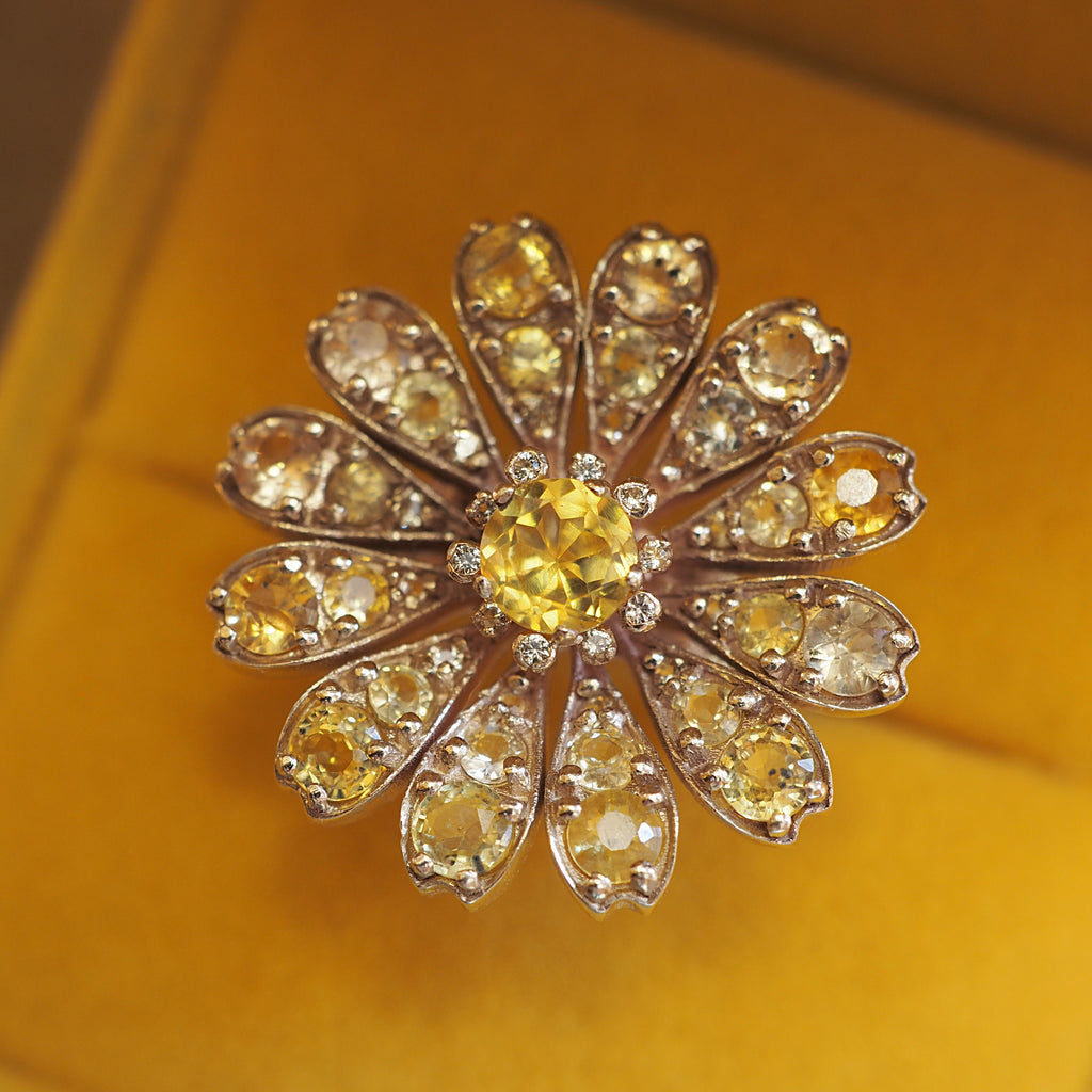 Yellow Sapphire Flower Ring