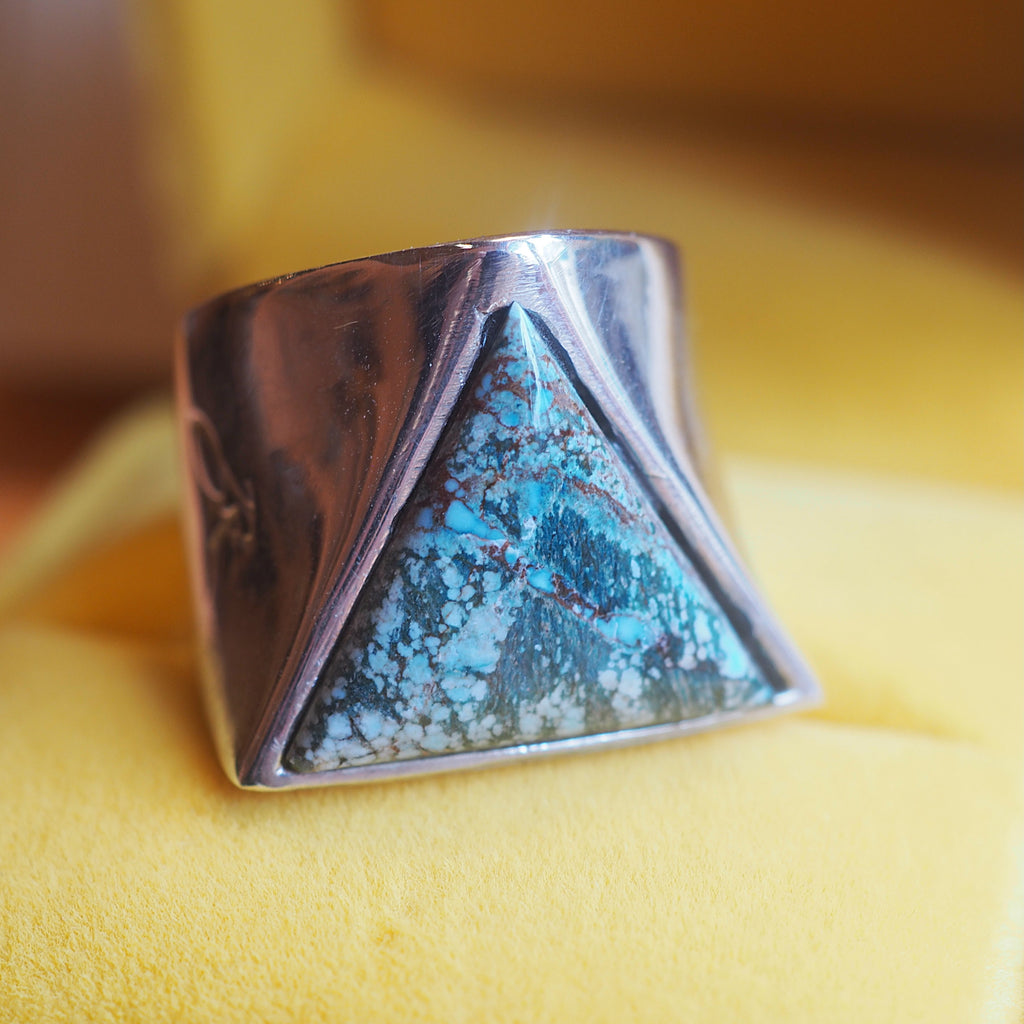 “Watery Skies” Turquoise Triangle Ring