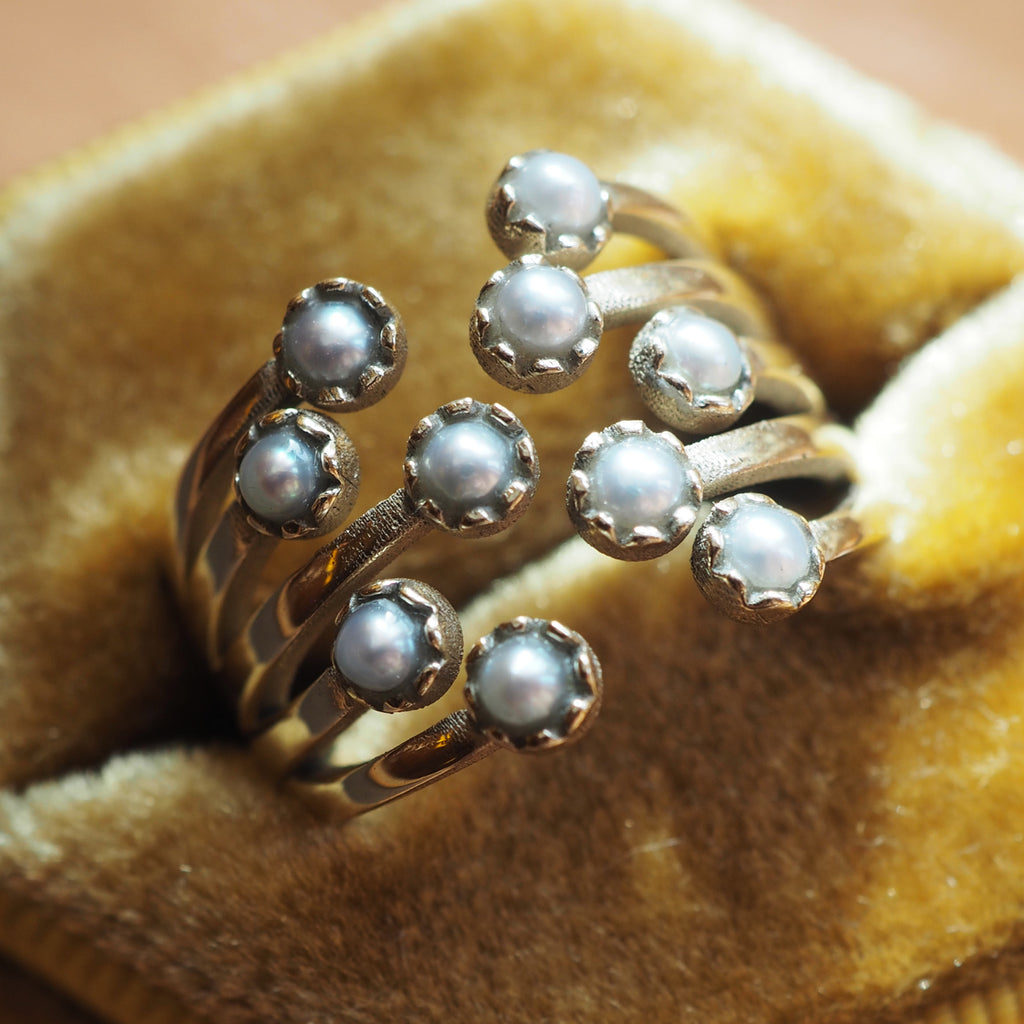 Seed Pearls Seaweed Ring