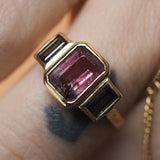 Pink & Grey Tourmaline and Sapphire Ring