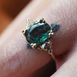 Seaweed Emerald and Moissanite Ring
