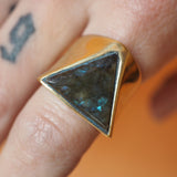 “Water at Midnight” Labradorite Triangle Signet