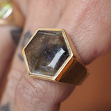 A Galaxy in the Sky Labradorite Hexagon Ring