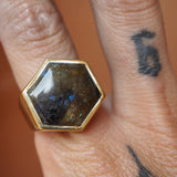 A Galaxy in the Sky Labradorite Hexagon Ring