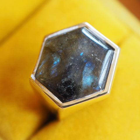 A Galaxy in the Sky Labradorite Hexagon Ring