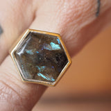 A Galaxy in the Sky Labradorite Hexagon Ring