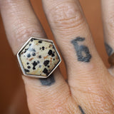 Dalmatian Jasper Hexagon Ring