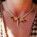 Amber Dragonfly Necklace
