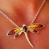 Amber Dragonfly Necklace