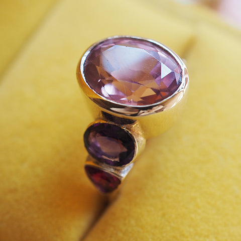 Blossom Pink Sapphire, Amethyst & Rubellite Ring