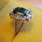 Tourmaline & Diamond Art Deco Ring