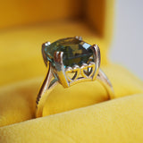 Teal Tourmaline Hearts detail Ring