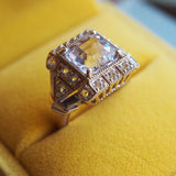 White Topaz Art Deco Ring