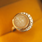 Diamond & Moonstone Moon Man Ring