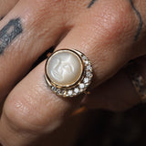 Diamond & Moonstone Moon Man Ring