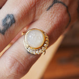 Diamond & Moonstone Moon Man Ring