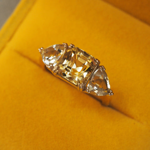 Yellow Tourmaline and Lemon Quartz Ring