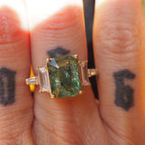 Seaweed Emerald Art Deco Ring