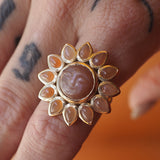 Peach Moonstone Sun Ring