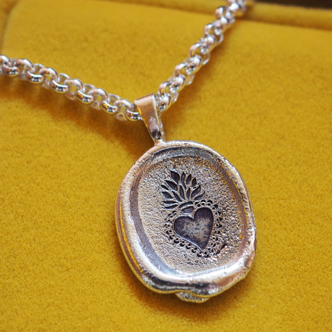 Sacred Heart Wax Seal Necklace