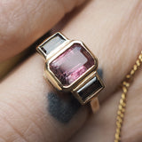 Pink & Grey Tourmaline and Sapphire Ring