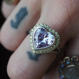 Lavender Amethyst & Peridot Heart Ring