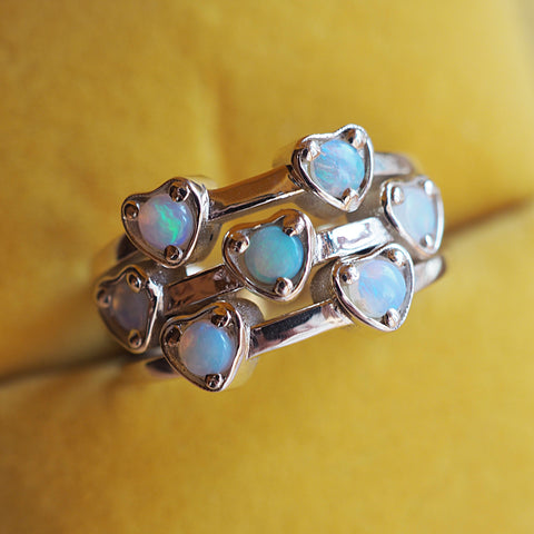 “Hearts of Fire” Opal Heart Ring
