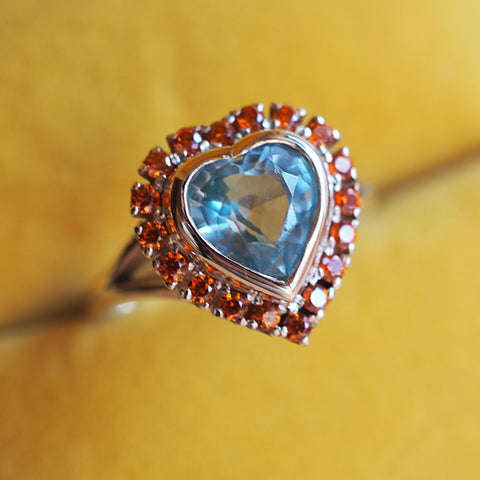 Tourmaline & Saphire Heart Ring