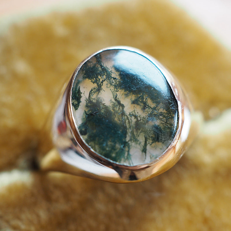 9ct Seaweed Agate Signet