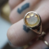 Intaglio Smiley Citrine Ring