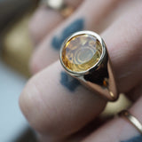 Intaglio Smiley Citrine Ring