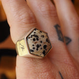 Dalmatian Jasper Hexagon Ring