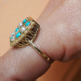 “Lucky Lady” Pearl & Turquoise Horseshoe Ring