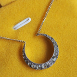 Silver Crescent Moon & 9ct Gold chain Necklace