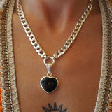 Black Onyx Heart Necklace
