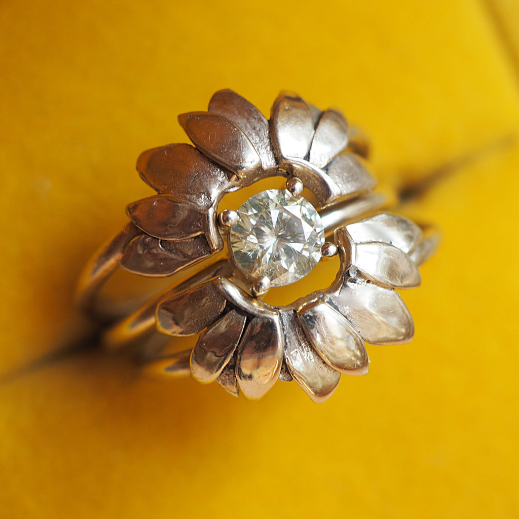 Diamond Triple Stack Sunflower Ring