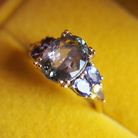 “The Sea & The Sun” Bi-colour Tanzanite and yellow Sapphire Ring