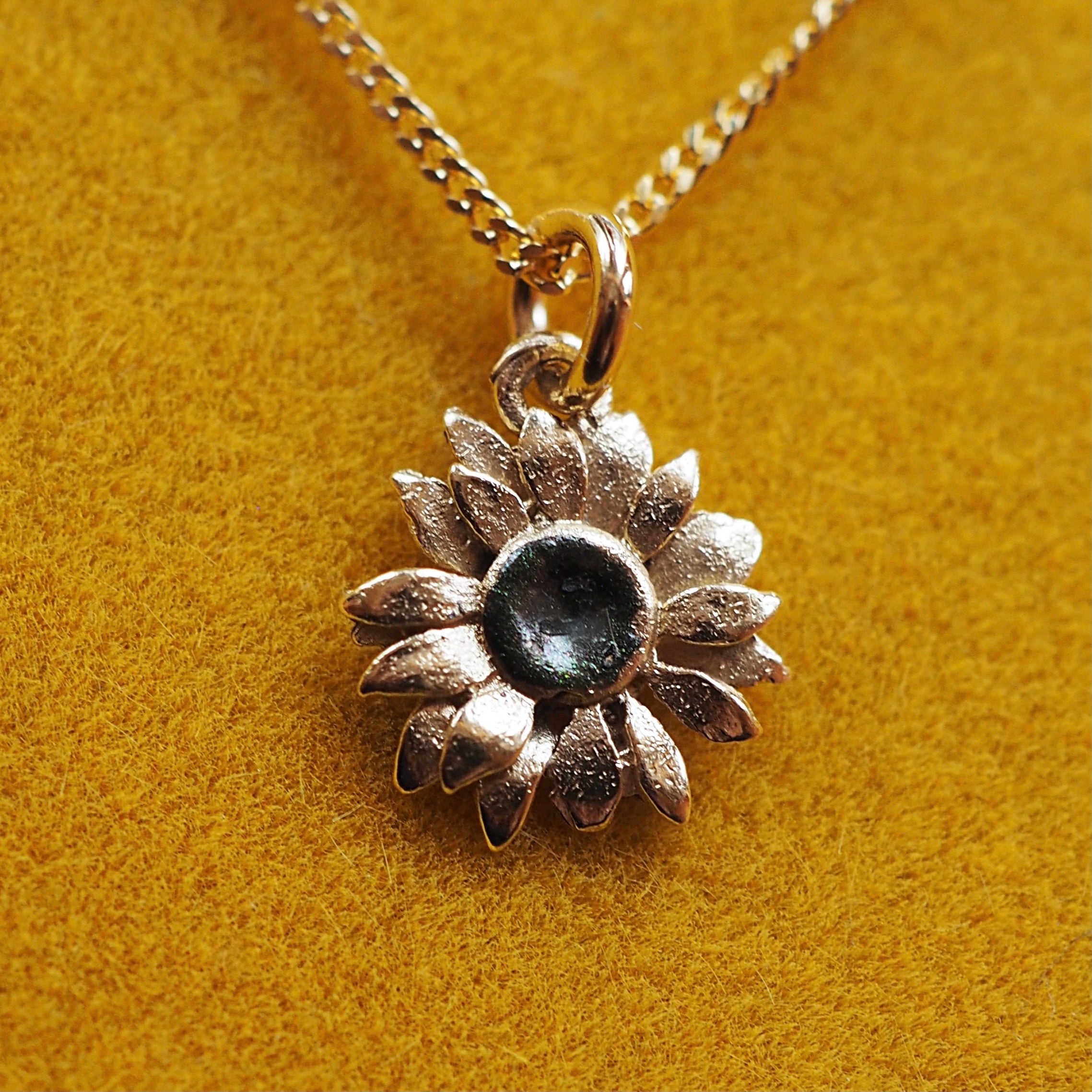 Women's 14k Real Yellow Gold Sunflower Necklace – NORM JEWELS