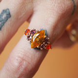 Marquise Citrine, Rhodolite & Orange Sapphire Ring