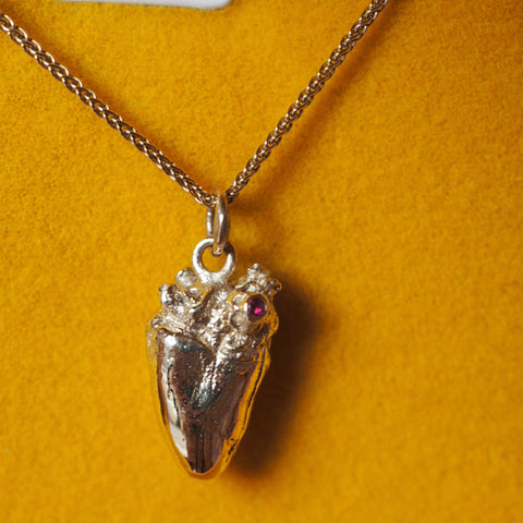 Ruby Dove Heart Necklace