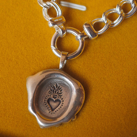 Sacred Heart Wax Seal Necklace
