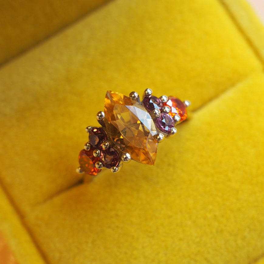 Marquise Citrine Rhodolite Orange Sapphire Ring reo jewels