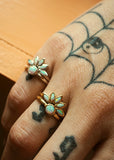 White Opal Flower Ring Set
